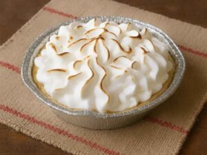 Pie de limón artesanal con merengue dorado en moldes individuales