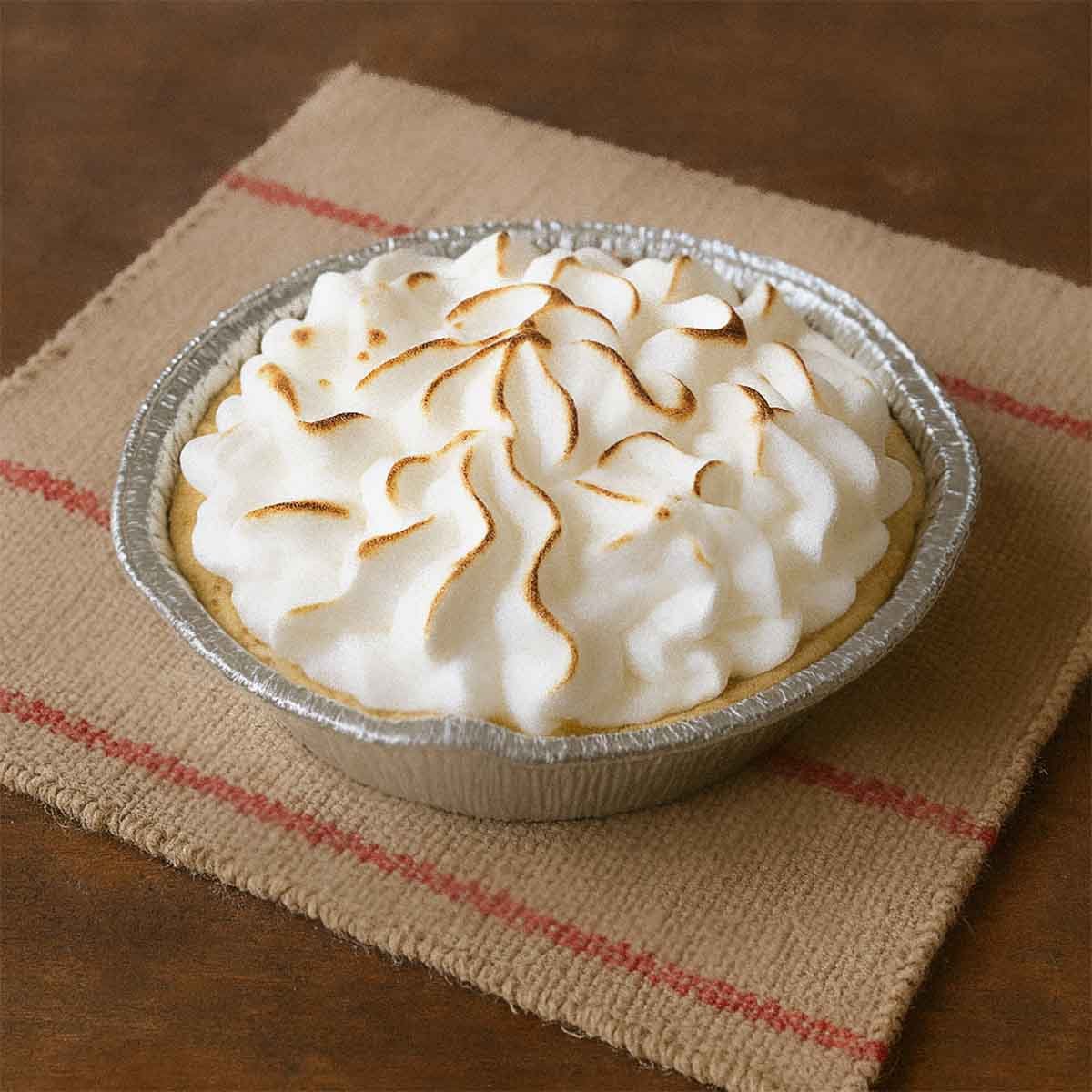 Pie de limón artesanal con merengue dorado en moldes individuales